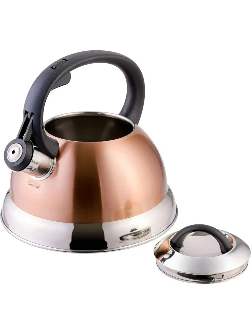 Copper Kitchen Whistling Tea Kettle 1.75-QT Stainless Steel Stove-Top Tea pot